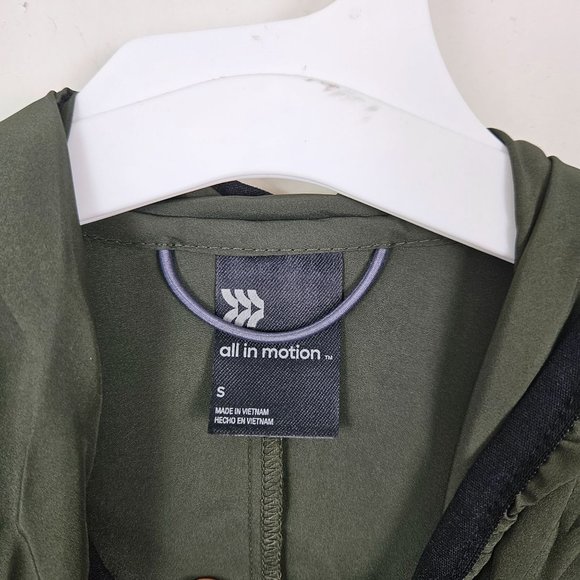 All In Motion Men Jacket Size Small Lightweight Water Repellent Dark Green Zip - Picture 7 of 10